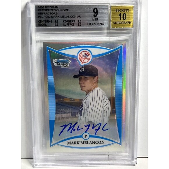 2008 Bowman Prospects Chrome Refractors Mark Melancon#350/500 Rookie Beckett 9